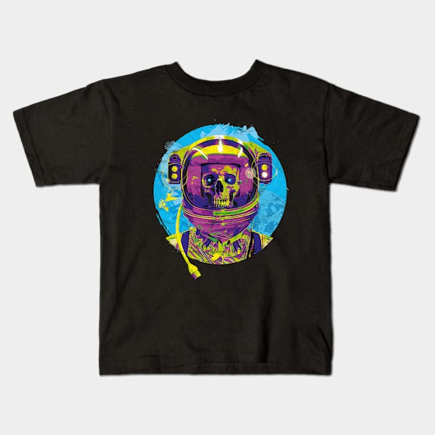 Grinning Astronaut Skull Kids T-Shirt by steve@artlife-designs.com